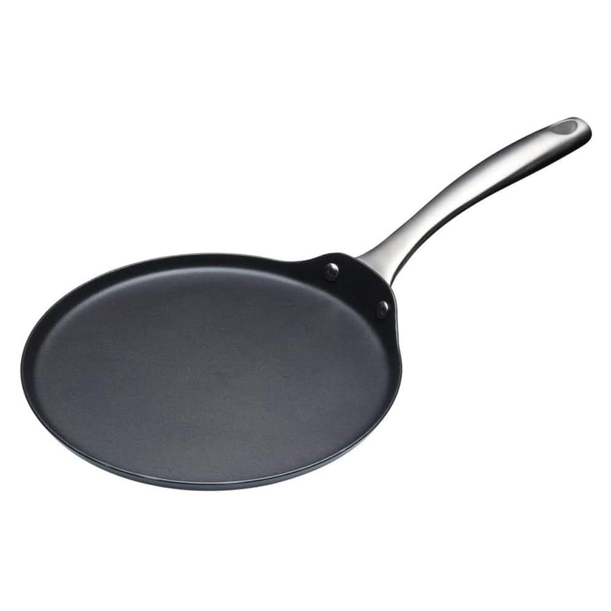 KitchenCraft MasterClass Non-Stick Crêpe Pan 24cm Carbon Steel Ceramic Coated Pancake Skillet Black PFAS-Free