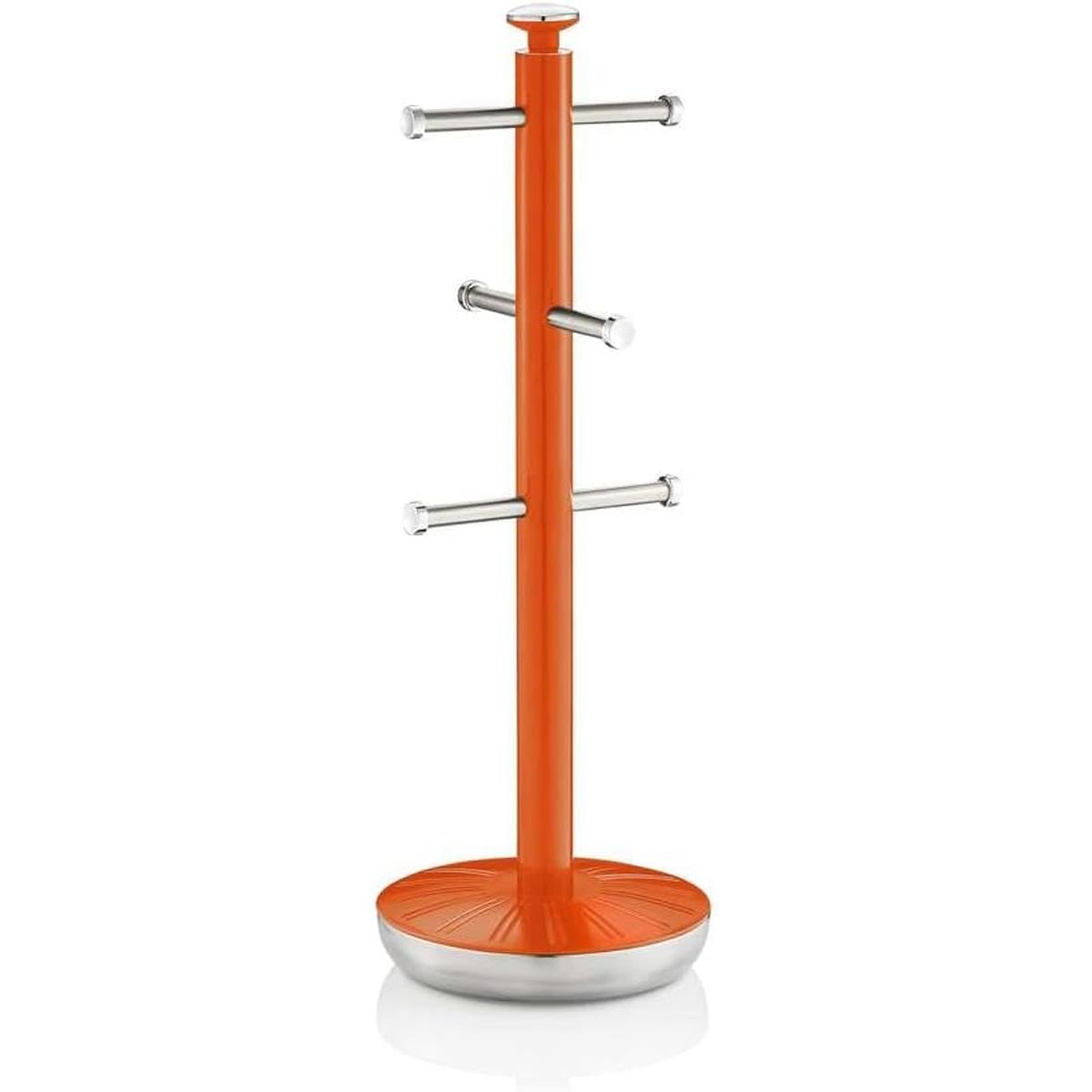 Swan Retro Kitchen Towel Pole And 6 Branch Mug Tree Stainless Steel Painted Finish Orange - Image 3