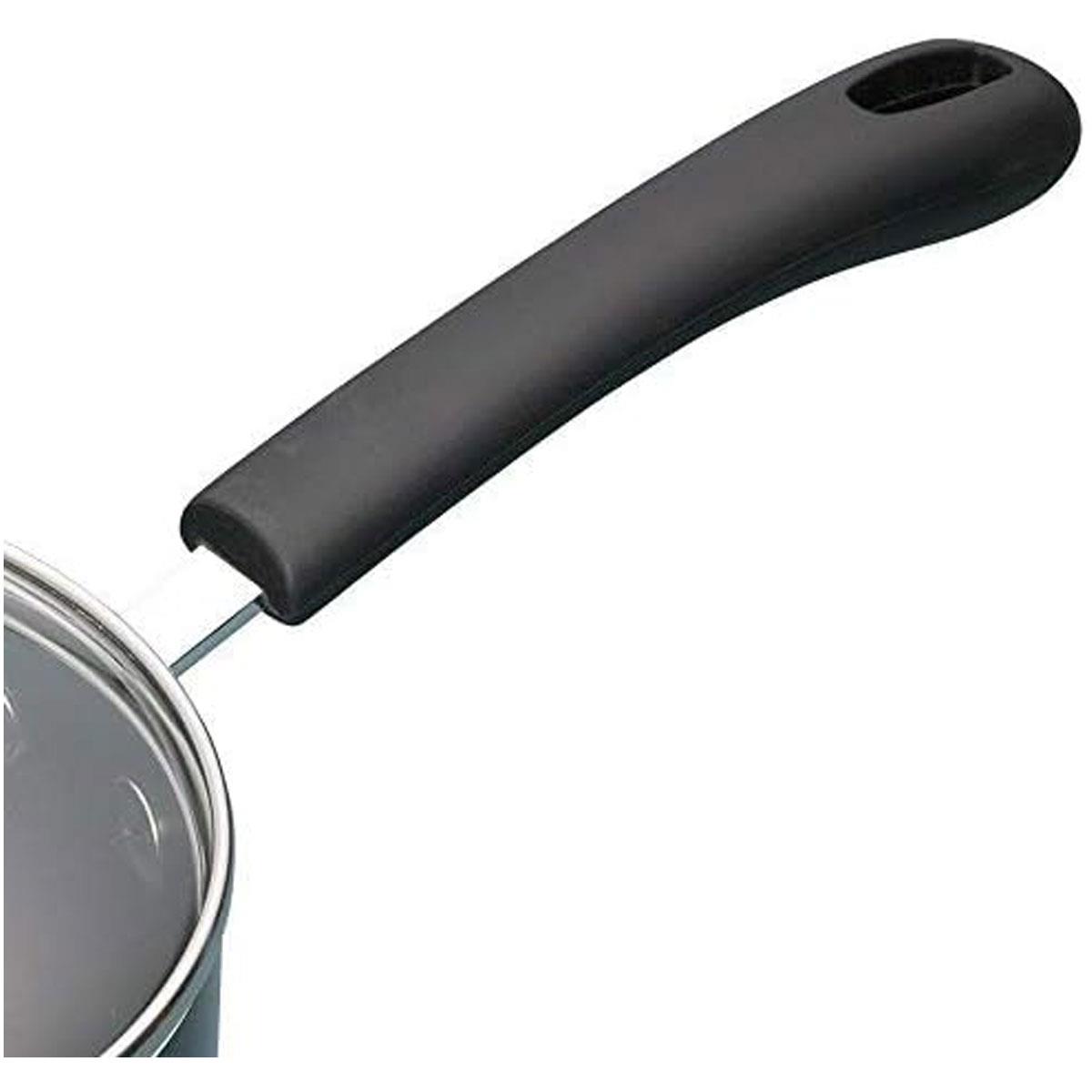 KitchenCraft MasterClass 18cm Non-Stick Aluminium Saucepan with Glass Lid 1.8L Black Heavy-Duty Cookware - Image 3