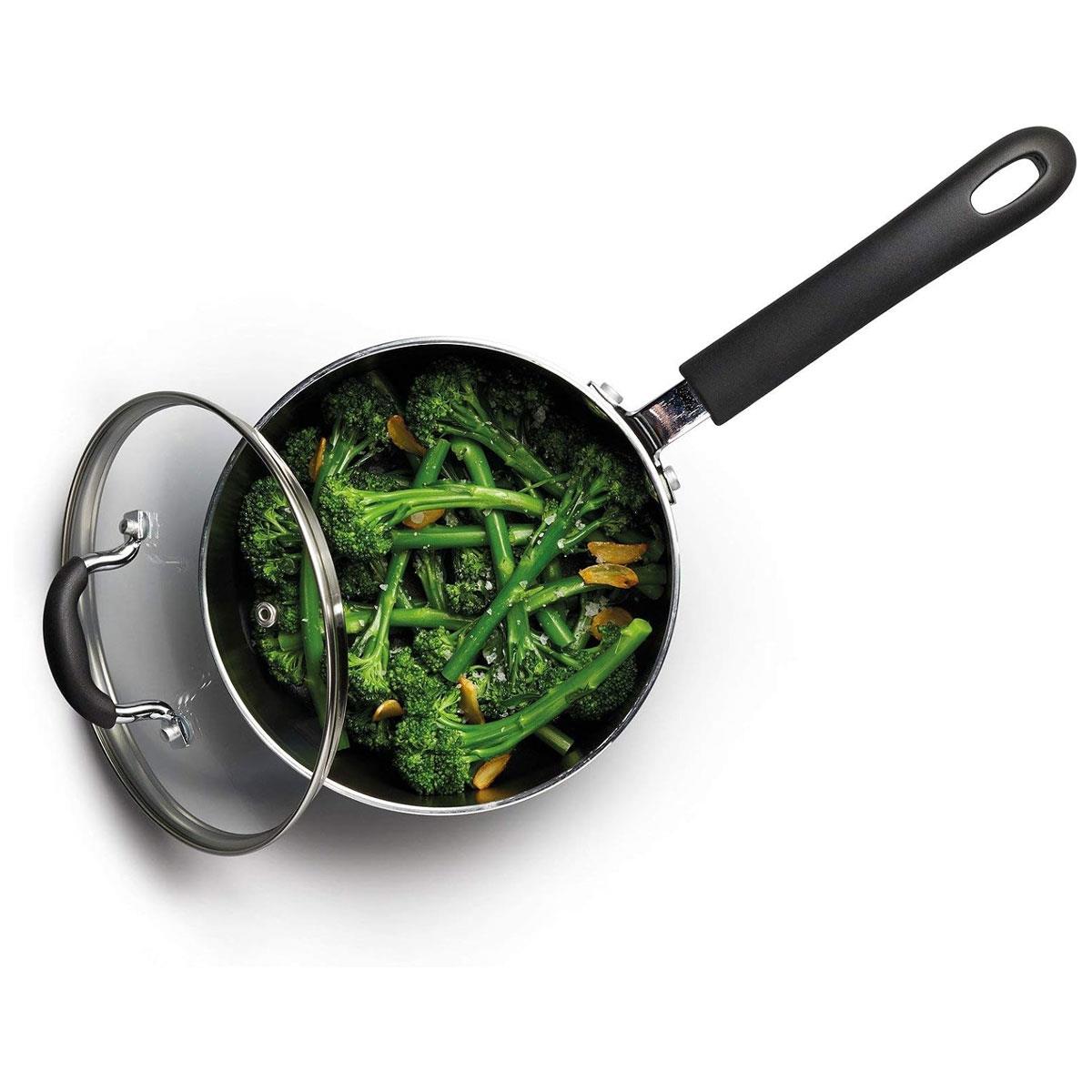 KitchenCraft MasterClass 18cm Non-Stick Aluminium Saucepan with Glass Lid 1.8L Black Heavy-Duty Cookware - Image 4