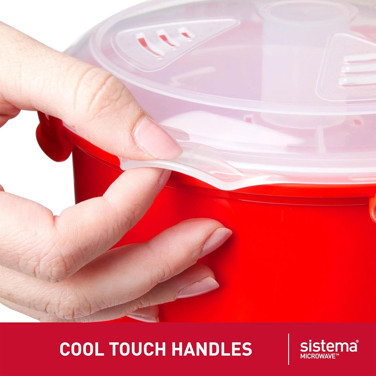 Sistema Microwave Rice Cooker 2.6L BPA-Free Plastic Rice Cooker with Steam Release Vent Red - Image 4