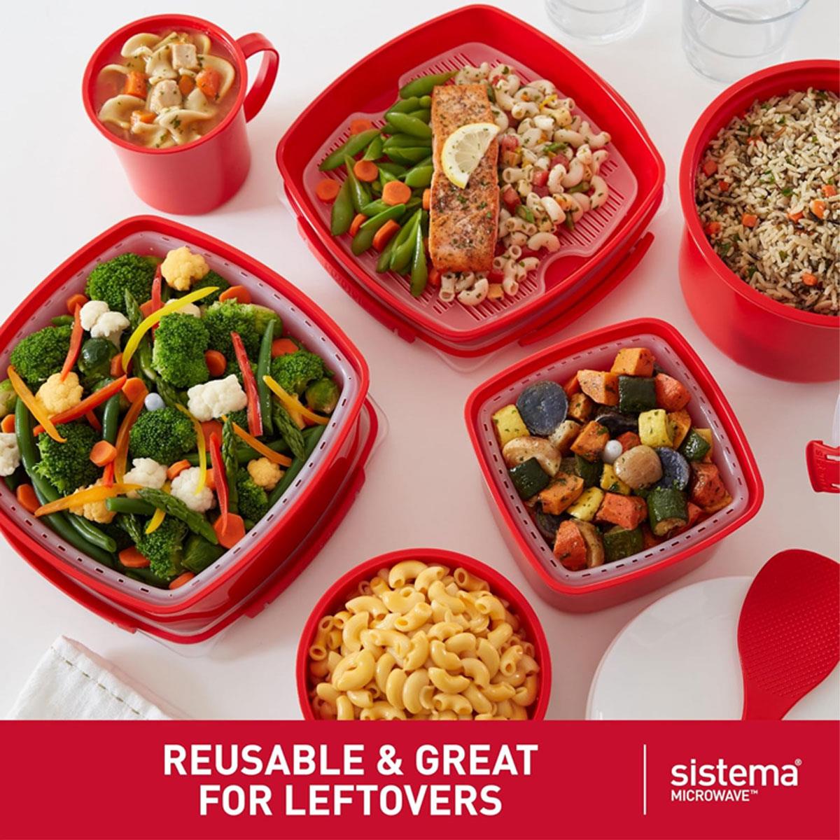 Sistema Microwave Rice Cooker 2.6L BPA-Free Plastic Rice Cooker with Steam Release Vent Red - Image 6