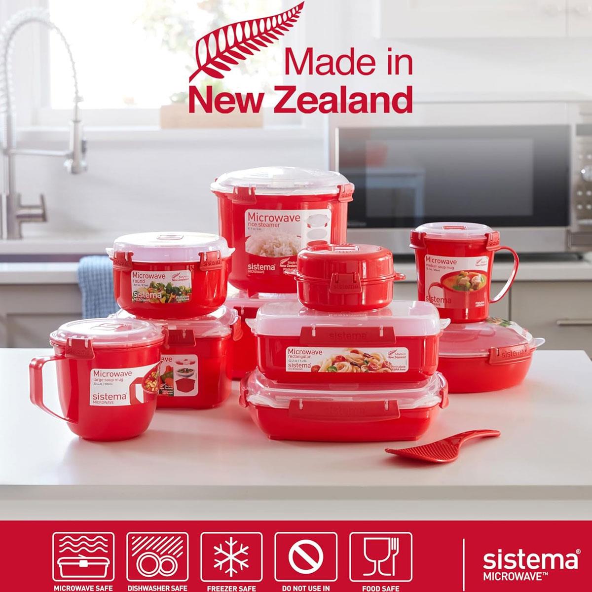 Sistema Microwave Rice Cooker 2.6L BPA-Free Plastic Rice Cooker with Steam Release Vent Red - Image 7
