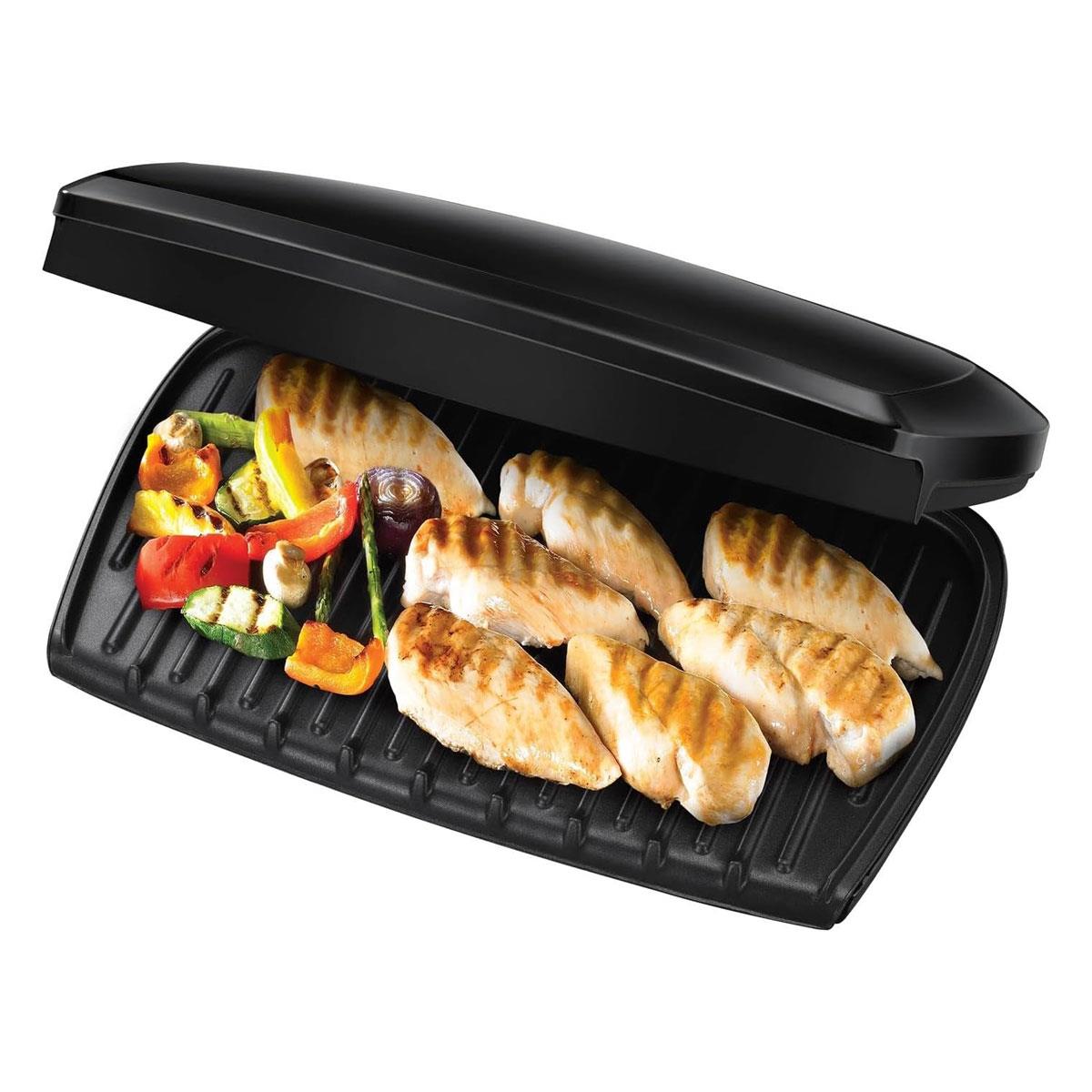 George Foreman Large Electric Health Grill 10 Portion Non Stick Stainless Steel 2400W Black - Image 3