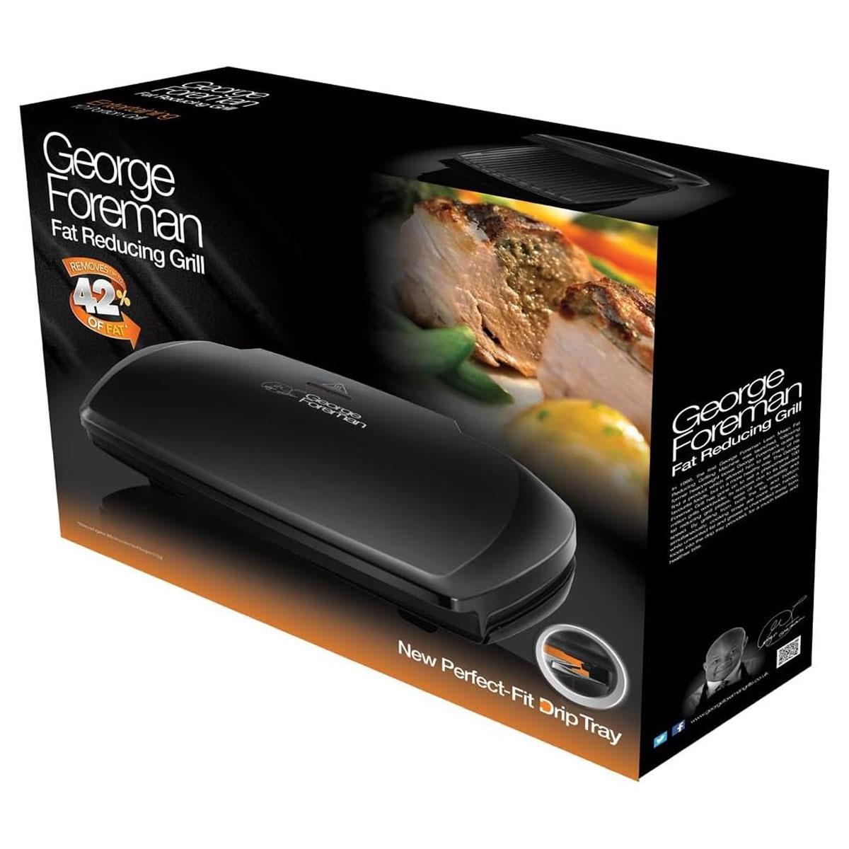George Foreman Large Electric Health Grill 10 Portion Non Stick Stainless Steel 2400W Black - Image 7