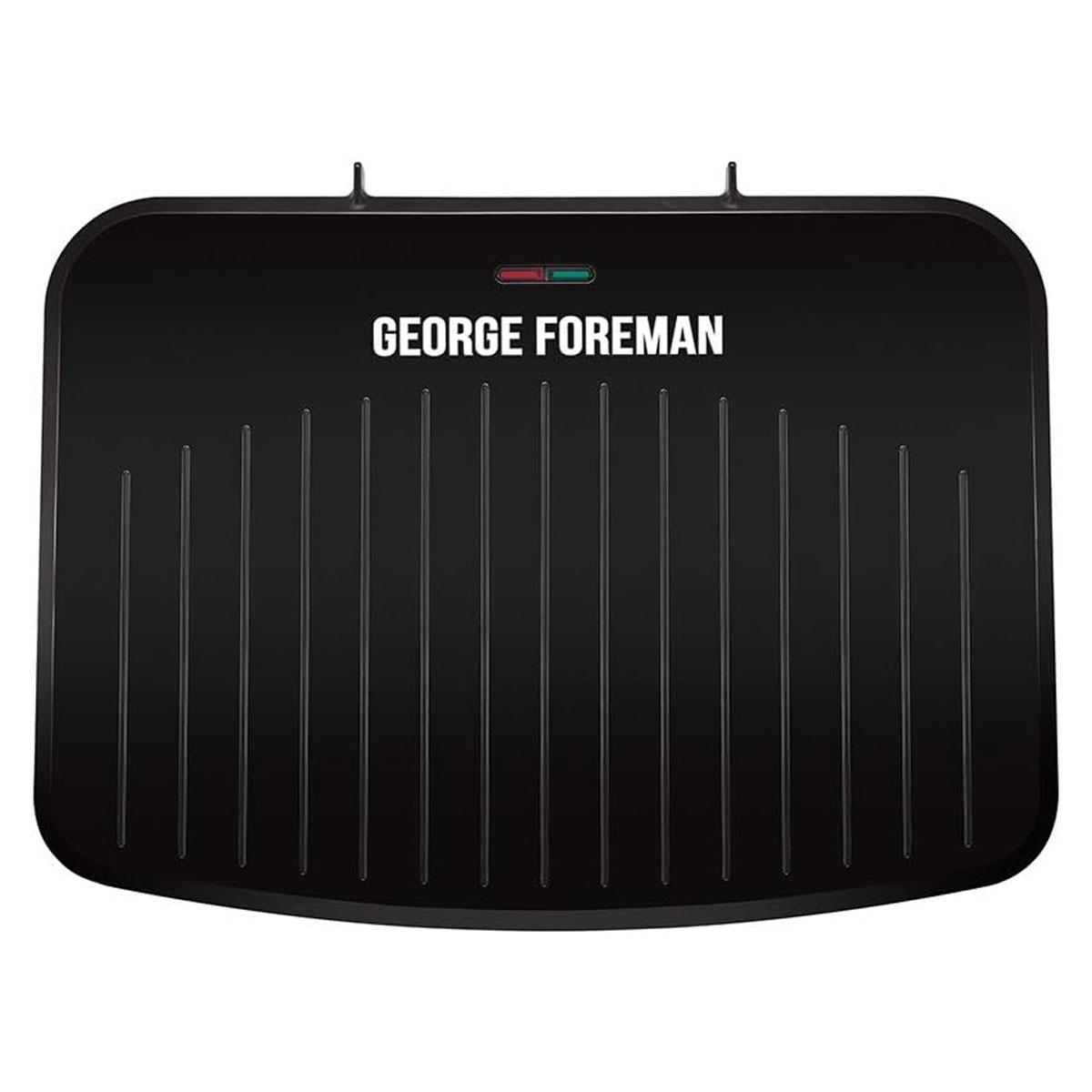 George Foreman Large Fit Electric Grill 2400W Black Non Stick Indoor BBQ Panini Toastie Maker with Drip Tray