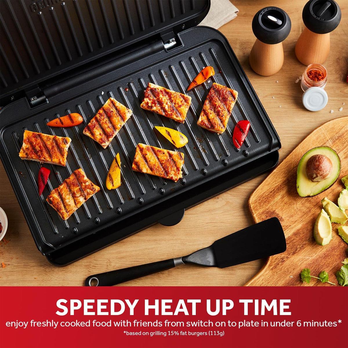 George Foreman Large Fit Electric Grill 2400W Black Non Stick Indoor BBQ Panini Toastie Maker with Drip Tray - Image 2