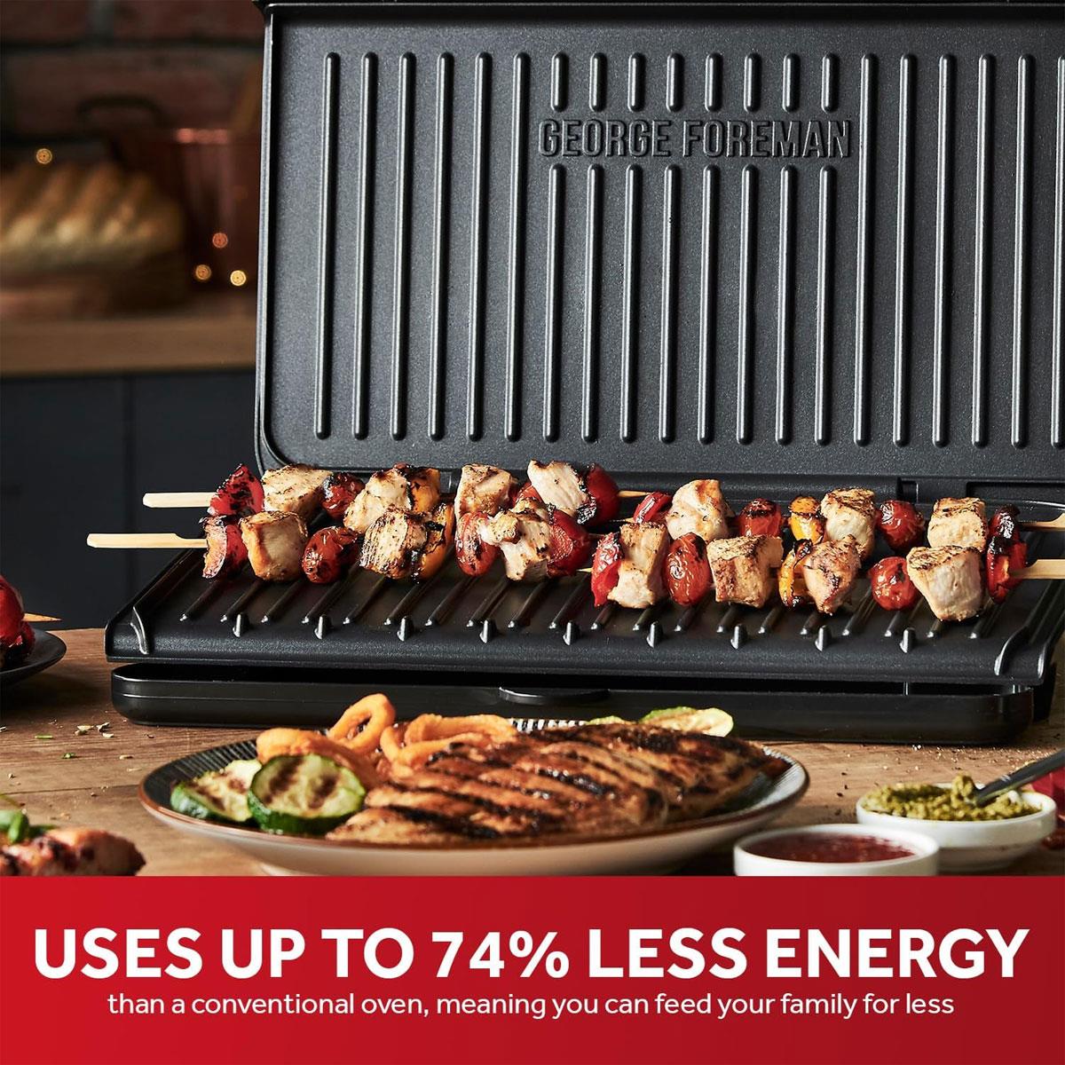 George Foreman Large Fit Electric Grill 2400W Black Non Stick Indoor BBQ Panini Toastie Maker with Drip Tray - Image 6