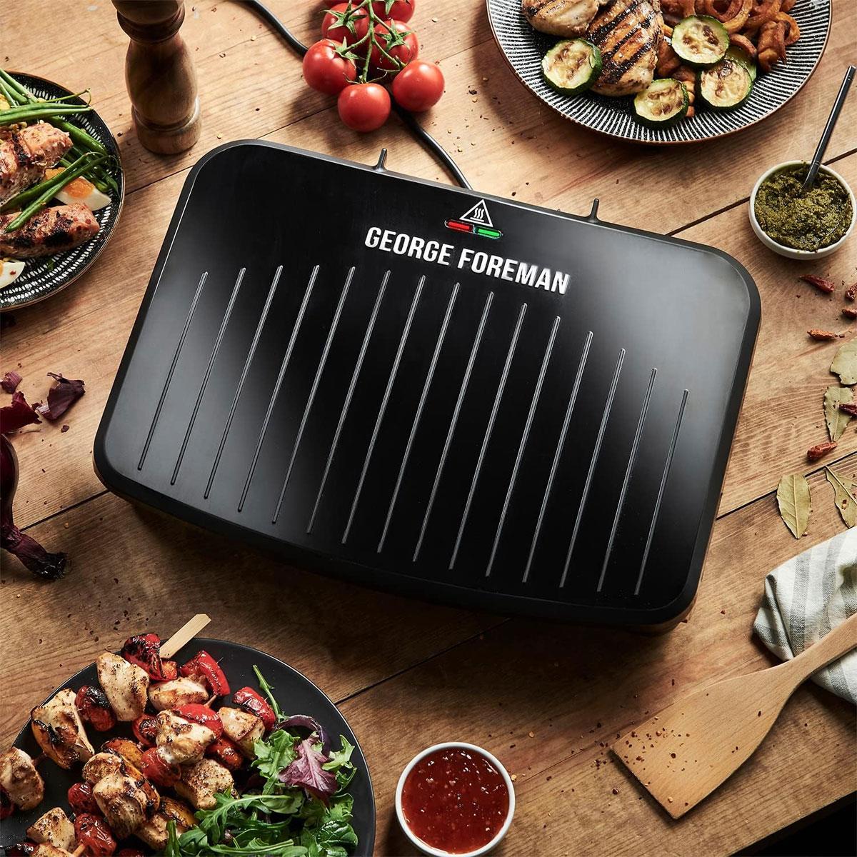 George Foreman Large Fit Electric Grill 2400W Black Non Stick Indoor BBQ Panini Toastie Maker with Drip Tray - Image 7