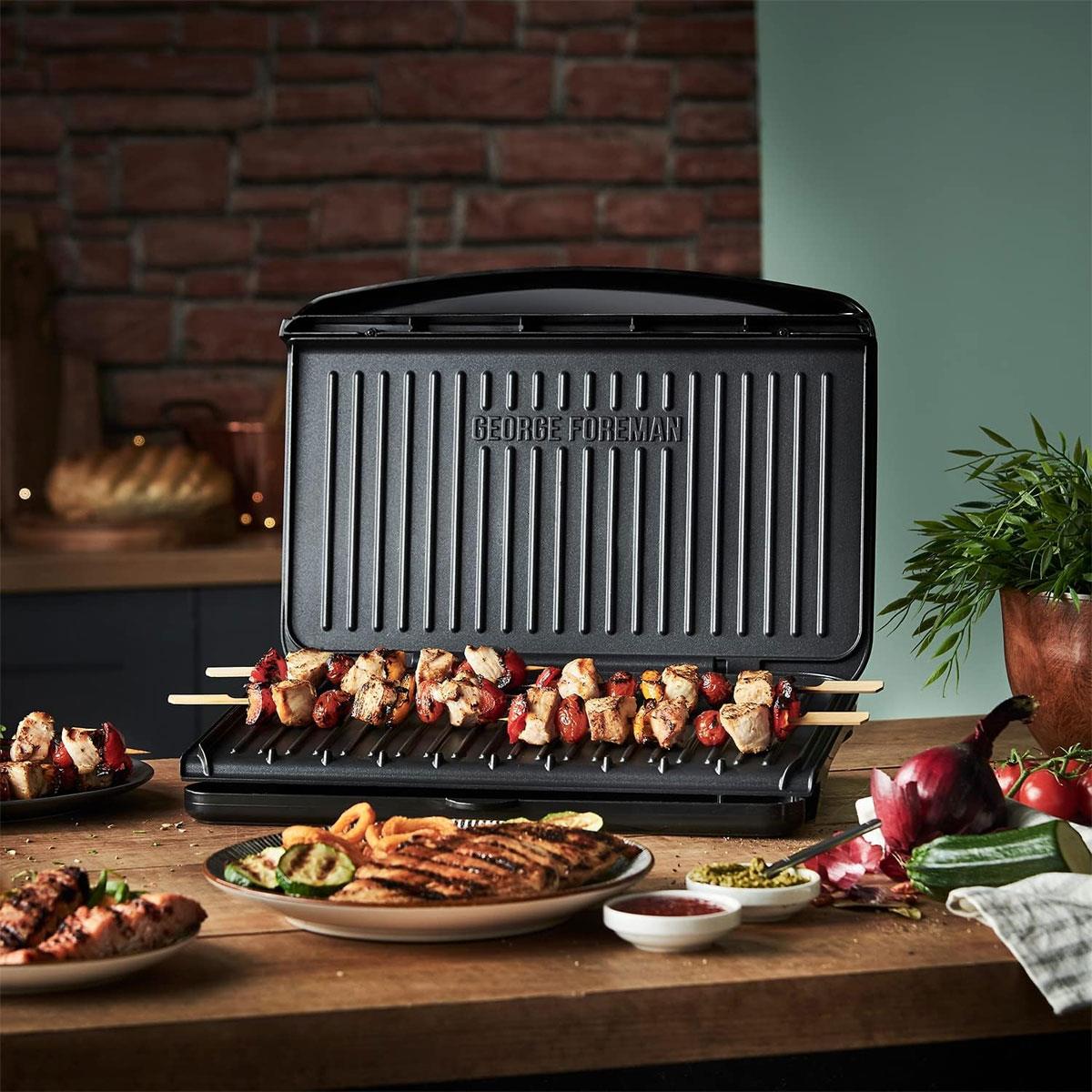 George Foreman Large Fit Electric Grill 2400W Black Non Stick Indoor BBQ Panini Toastie Maker with Drip Tray - Image 8