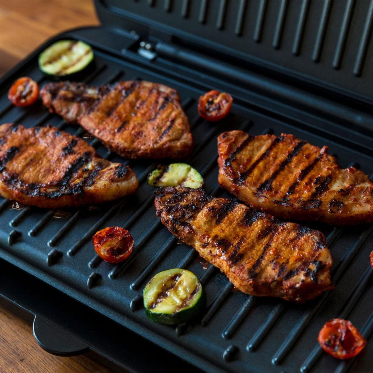 George Foreman Large Fit Electric Grill 2400W Black Non Stick Indoor BBQ Panini Toastie Maker with Drip Tray - Image 9