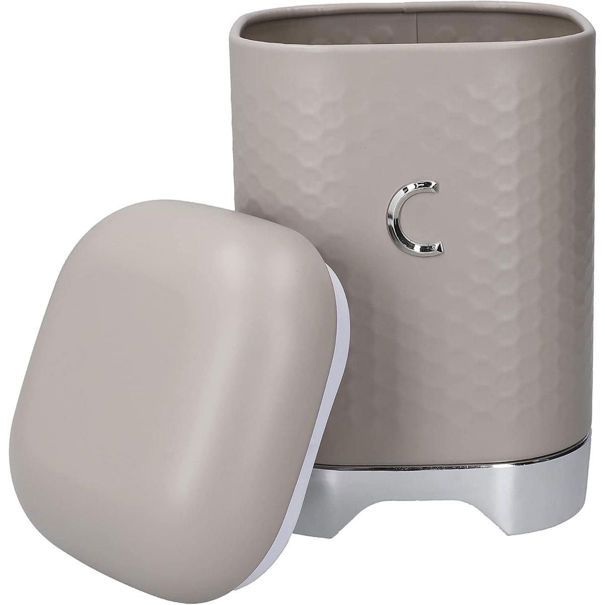 KitchenCraft Lovello Coffee Storage Canister with Lid Latte Cream Carbon Steel Airtight Container 19.5cm - Image 3