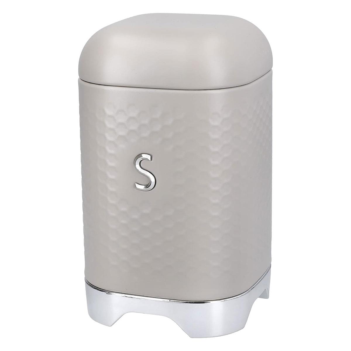 KitchenCraft Lovello Sugar Storage Canister with Lid Latte Cream Carbon Steel Airtight Kitchen Container 19.5cm