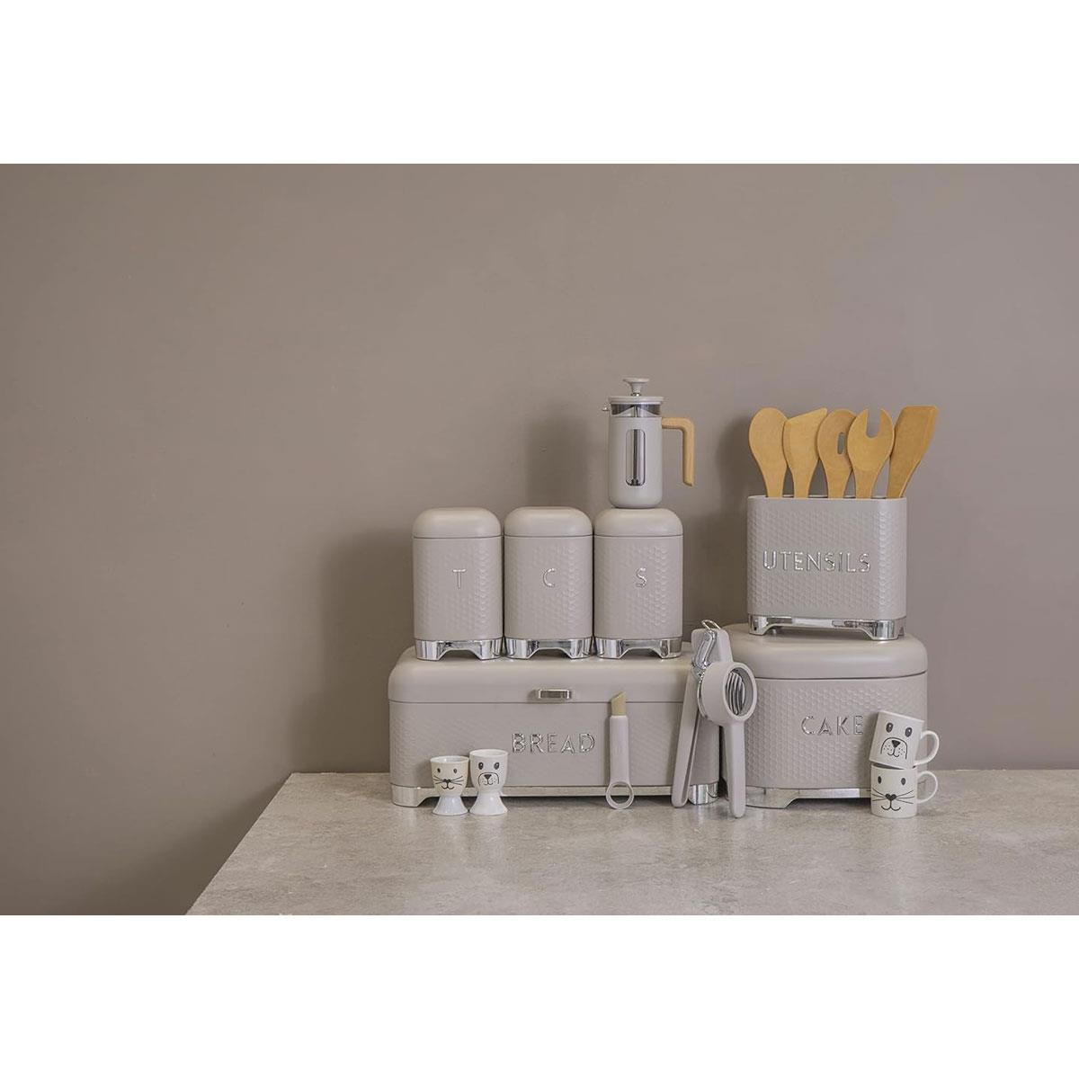 KitchenCraft Lovello Sugar Storage Canister with Lid Latte Cream Carbon Steel Airtight Kitchen Container 19.5cm - Image 6