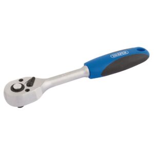 Draper 72 Tooth Reversible Ratchet 1/4 Inch Square Drive Chrome Vanadium Steel with Soft Grip Handle