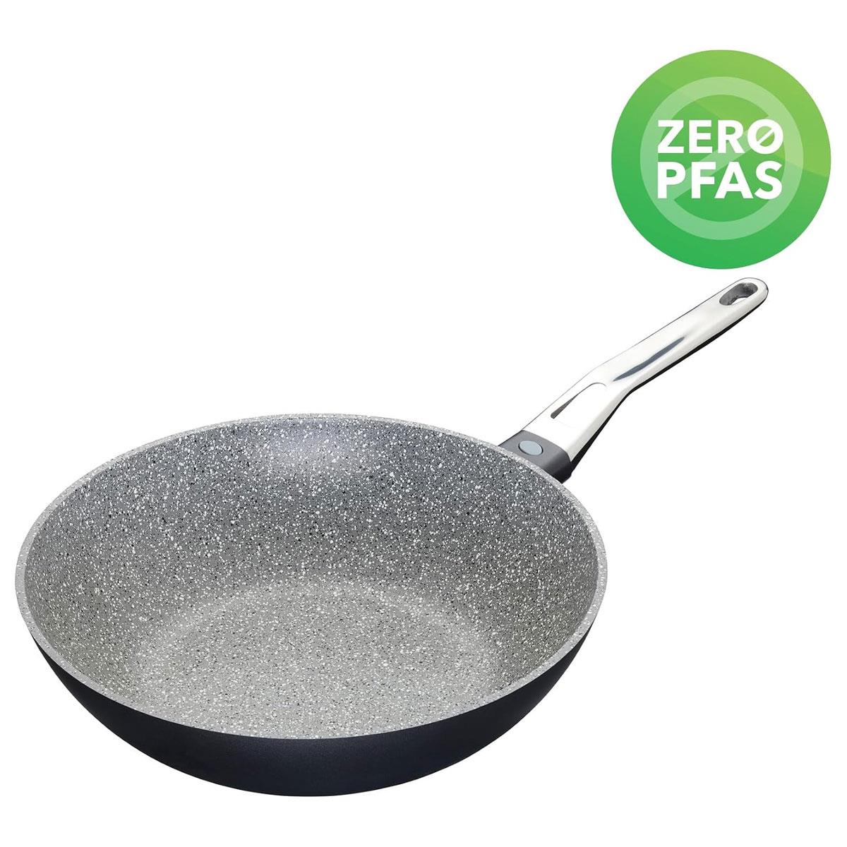 KitchenCraft MasterClass Non-Stick Cast Aluminium Wok Stir-Fry Pan 28cm PFAS-Free Induction Compatible Grey 5L