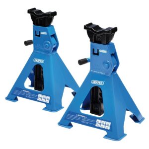 Draper Ratchet Axle Stands 3 Tonne Pair Adjustable Height Vehicle Support Stands with Secure Locking System