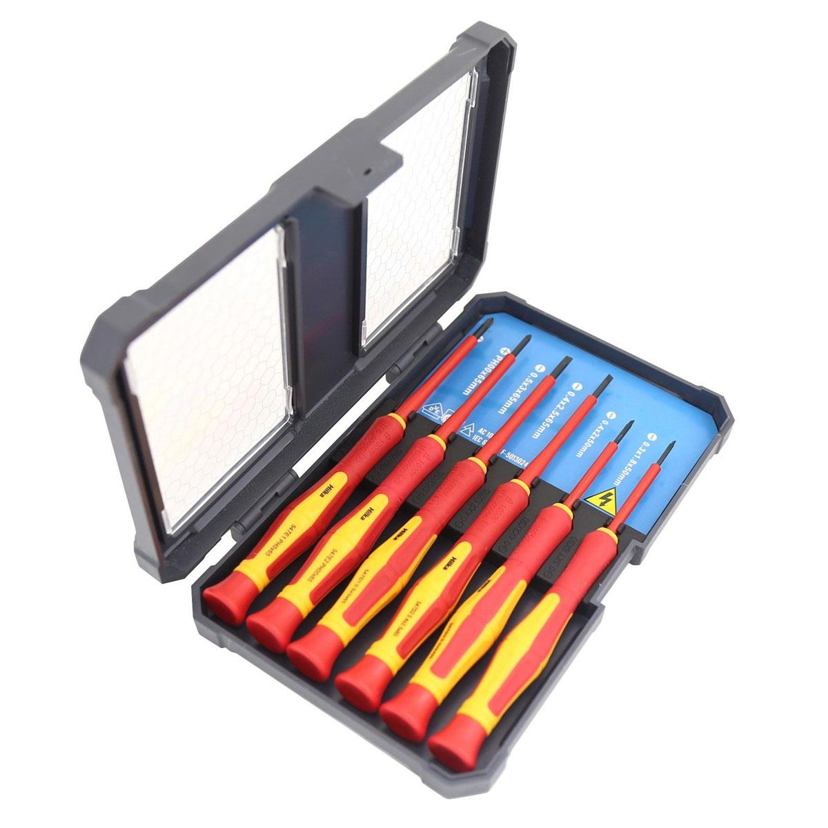 Hilka 6 Piece VDE Precision Screwdriver Set 1000V Insulated S2 Steel Electrical Screwdrivers with Soft Grip Handles