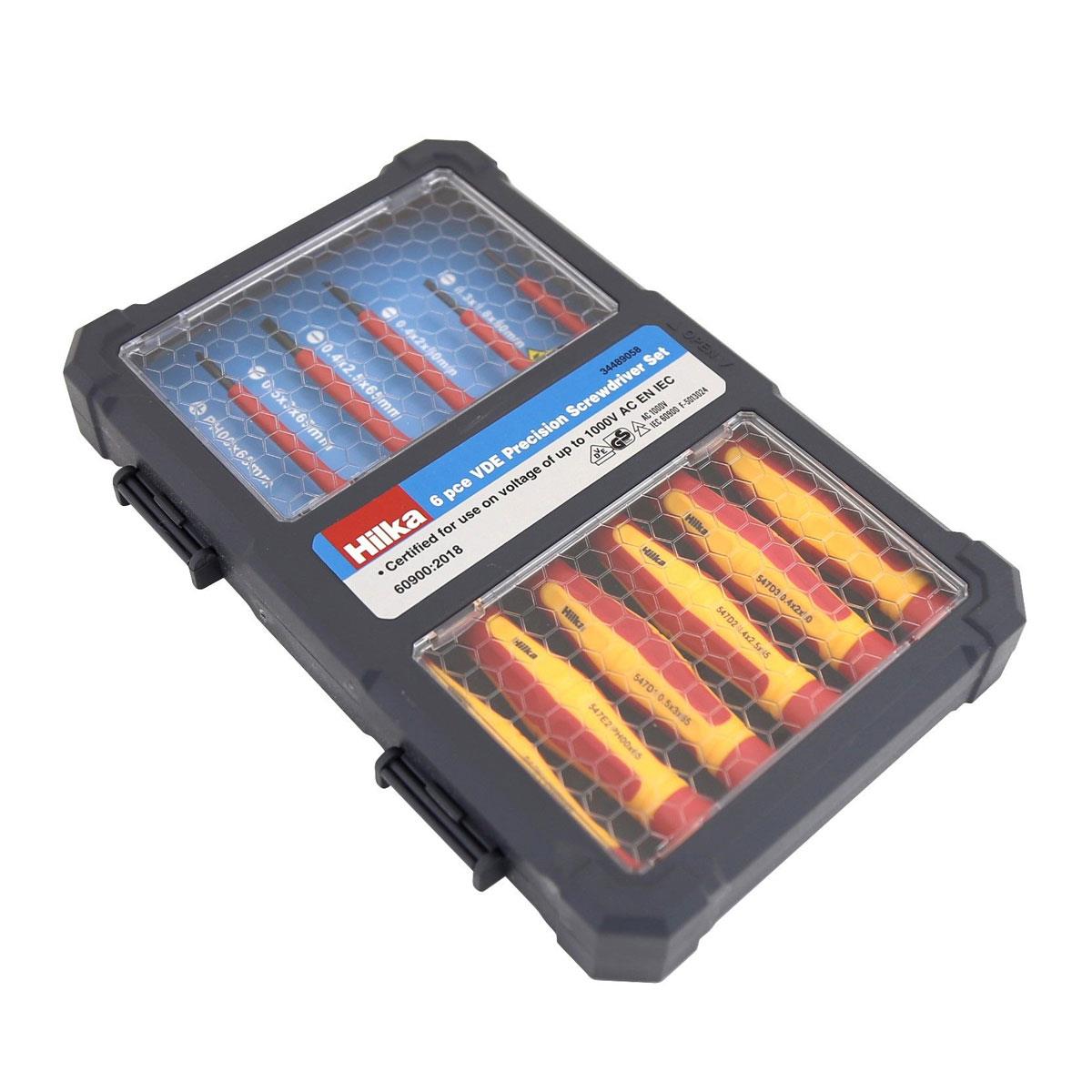 Hilka 6 Piece VDE Precision Screwdriver Set 1000V Insulated S2 Steel Electrical Screwdrivers with Soft Grip Handles - Image 3