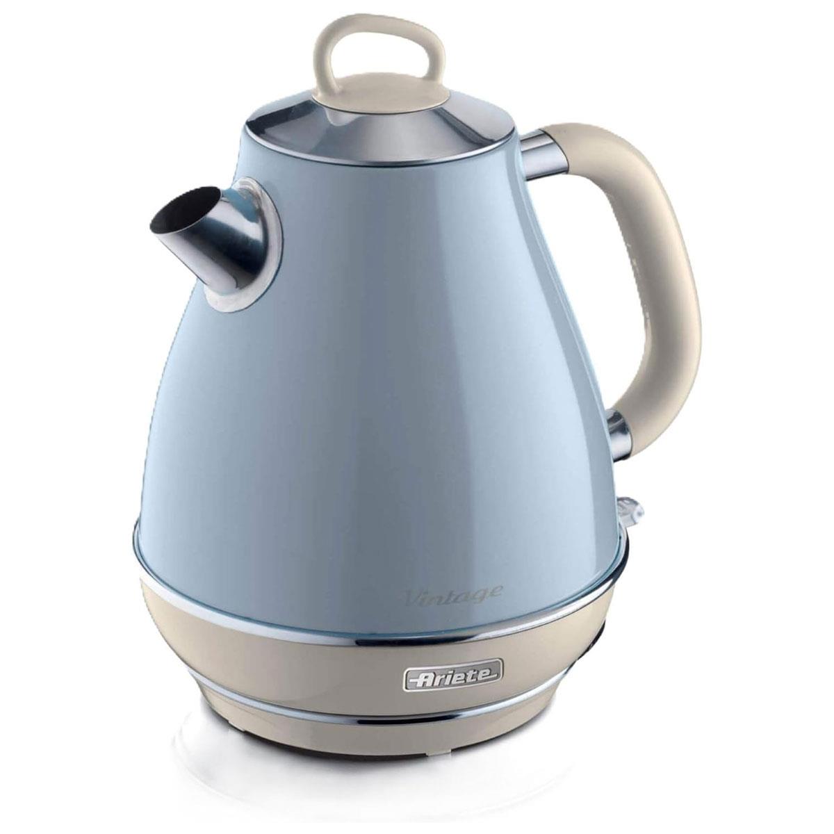 Ariete Vintage Cordless Kettle 2000W Stainless Steel 1.7L Blue with 360° Swivel Base
