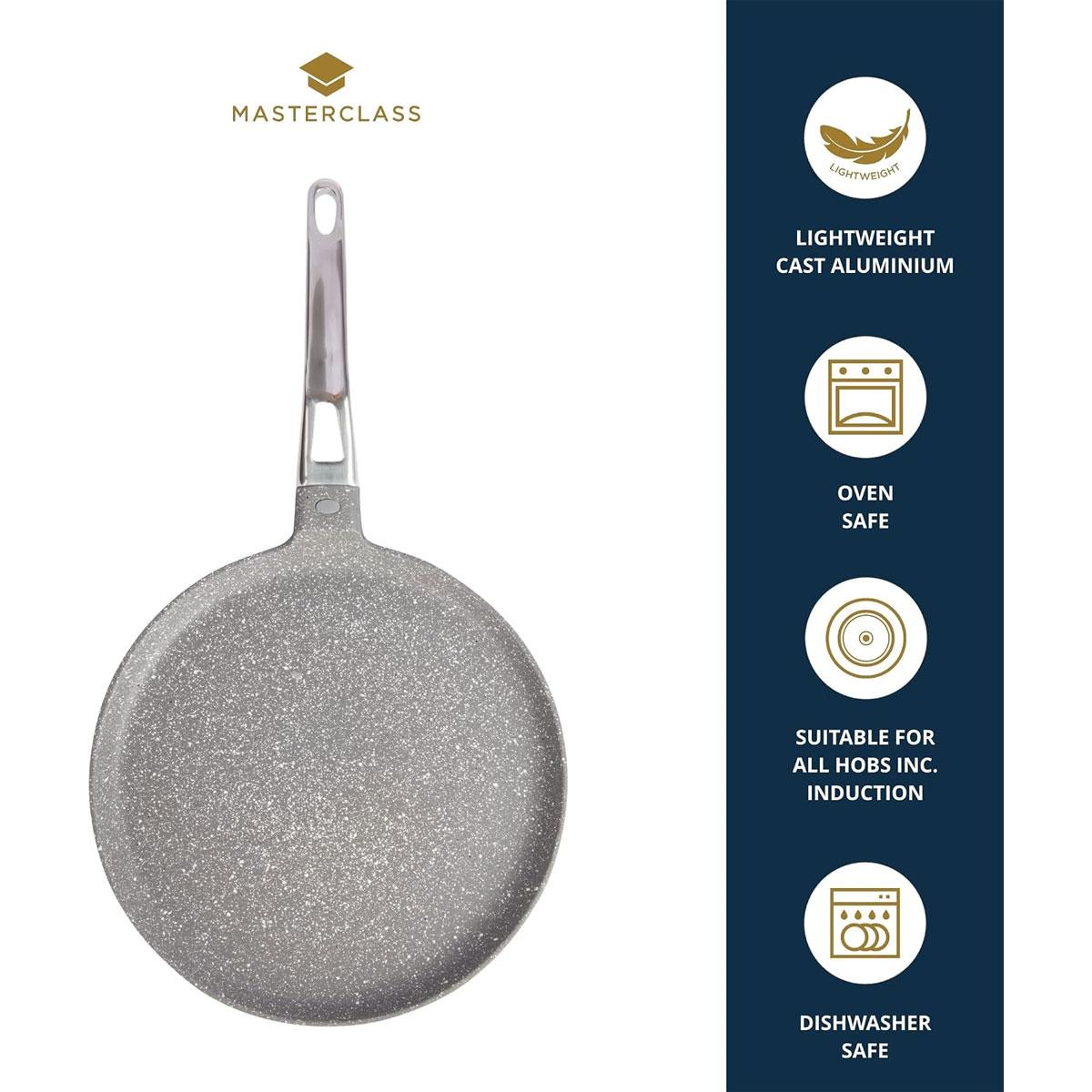 MasterClass Cast Aluminium Pancake Pan 28cm Induction Non-Stick Crepe Pan Grey - Image 3