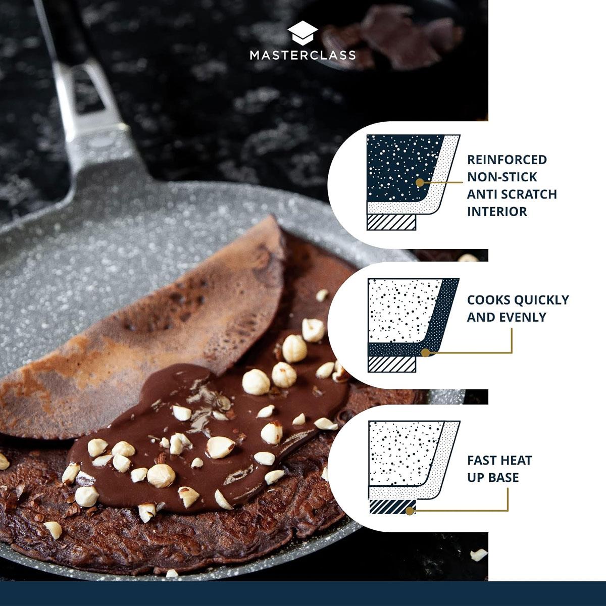 MasterClass Cast Aluminium Pancake Pan 28cm Induction Non-Stick Crepe Pan Grey - Image 4