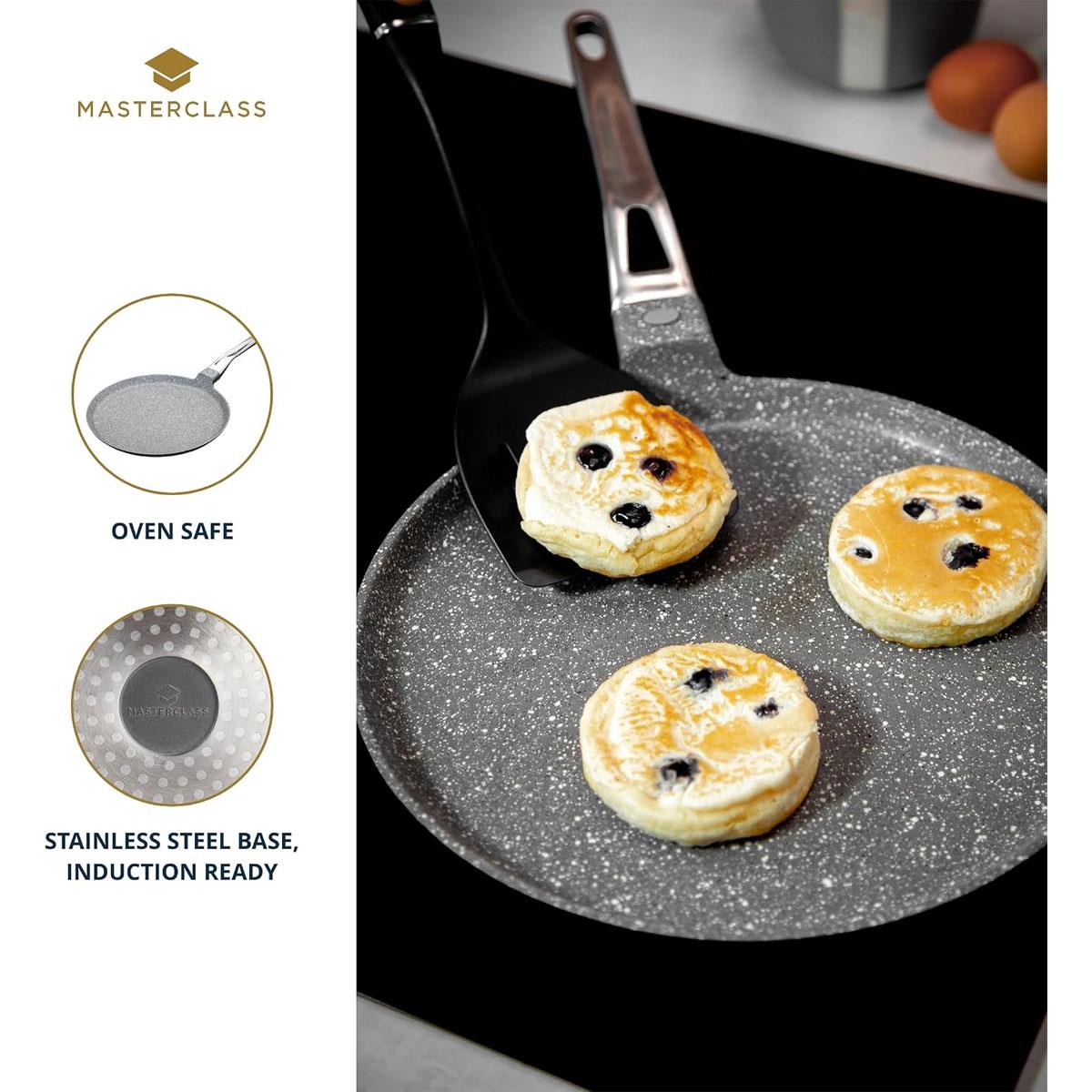 MasterClass Cast Aluminium Pancake Pan 28cm Induction Non-Stick Crepe Pan Grey - Image 5