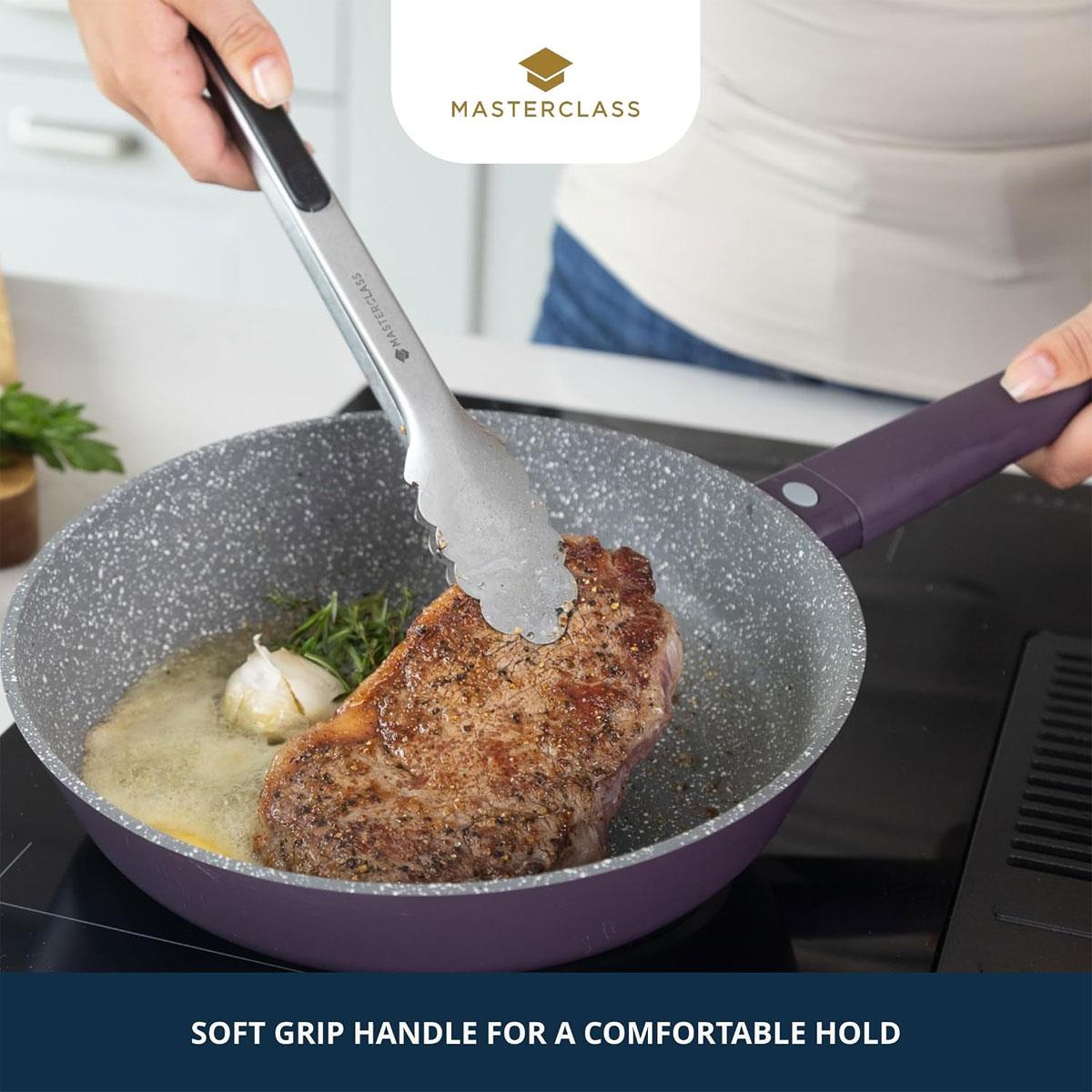MasterClass 28cm Cast Aluminium Frying Pan Purple Non-Stick Induction Compatible Dishwasher Safe Soft Touch Handle - Image 2