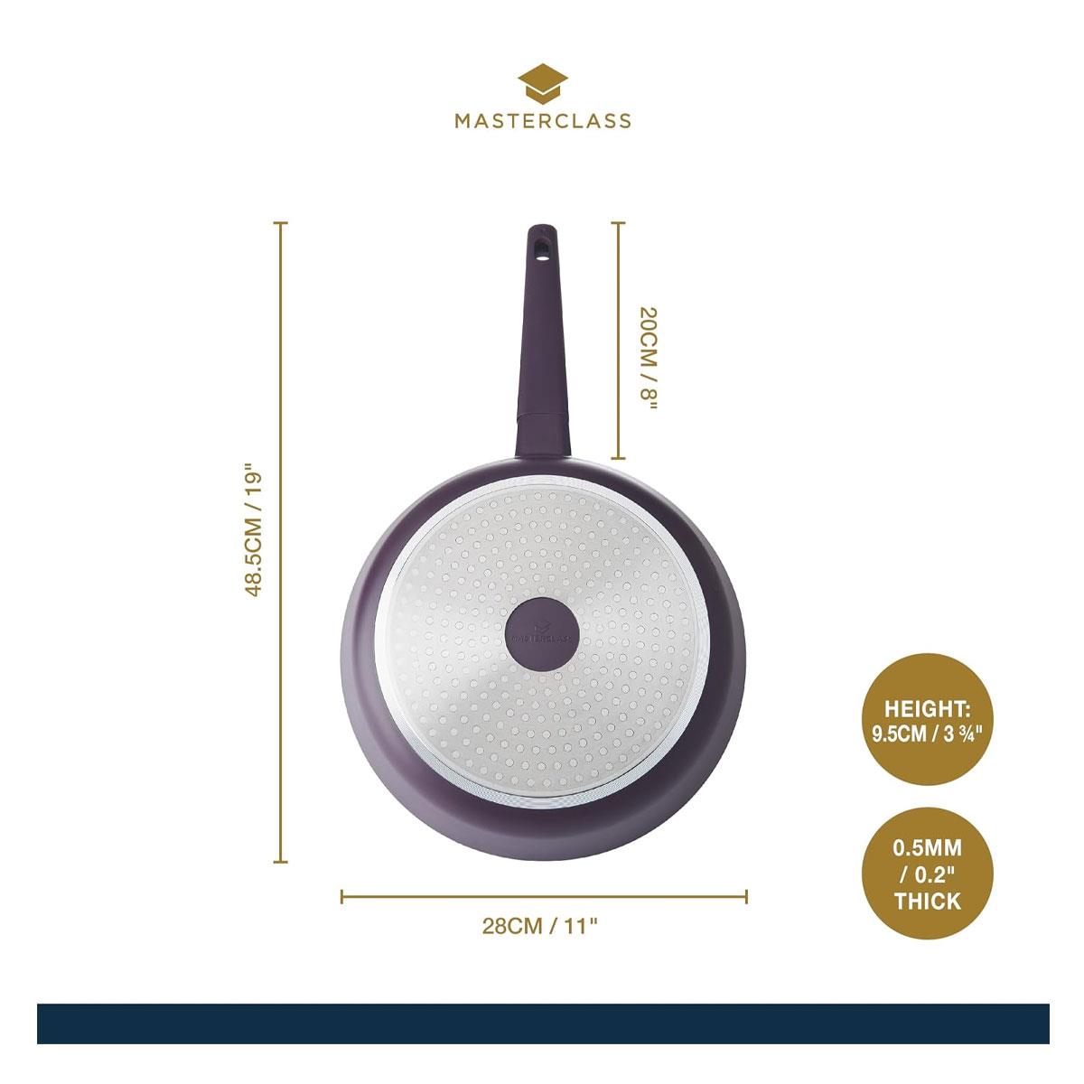 MasterClass 28cm Cast Aluminium Frying Pan Purple Non-Stick Induction Compatible Dishwasher Safe Soft Touch Handle - Image 3