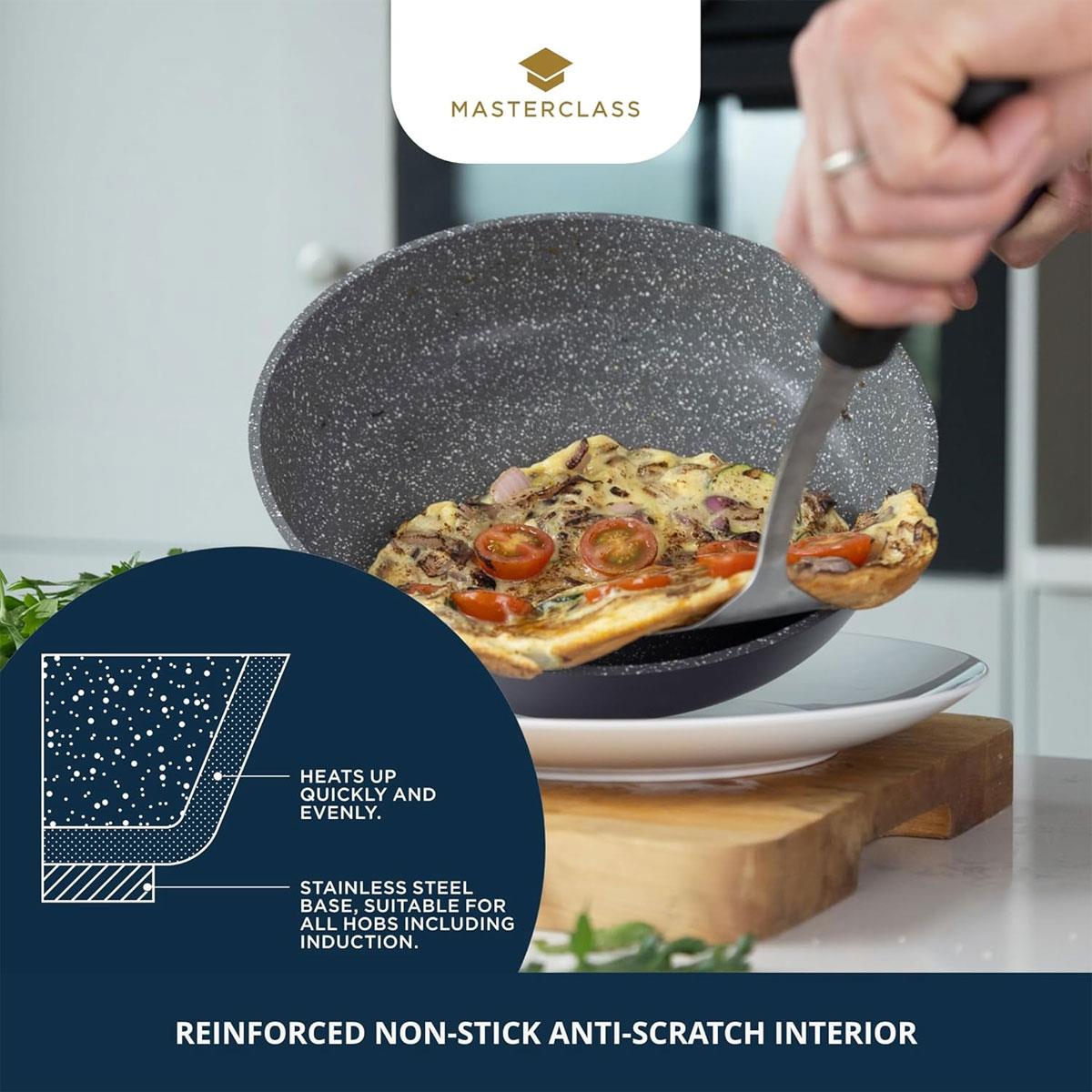 MasterClass 28cm Cast Aluminium Frying Pan Purple Non-Stick Induction Compatible Dishwasher Safe Soft Touch Handle - Image 6