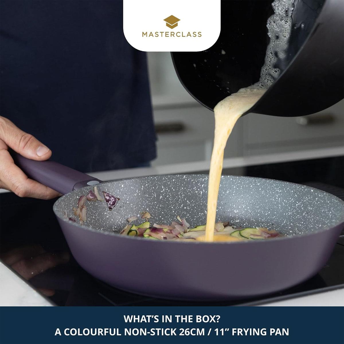 MasterClass 28cm Cast Aluminium Frying Pan Purple Non-Stick Induction Compatible Dishwasher Safe Soft Touch Handle - Image 7