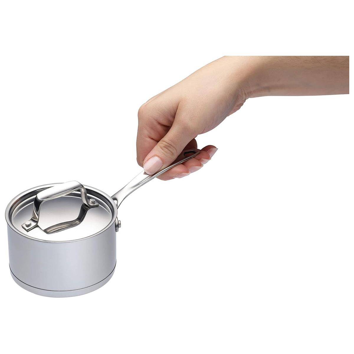 MasterClass Mini Stainless Steel Saucepan 8.5 cm 220ml Induction Safe Polished Silver Serving Pan - Image 2
