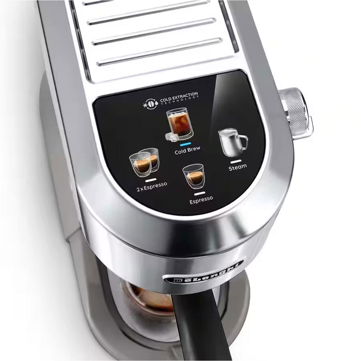 DeLonghi Dedica Duo Barista Pump Espresso Machine 1450W 1.2L 15 Bar Cold Brew LatteArt Steam Wand Touch Display Silver - Image 5