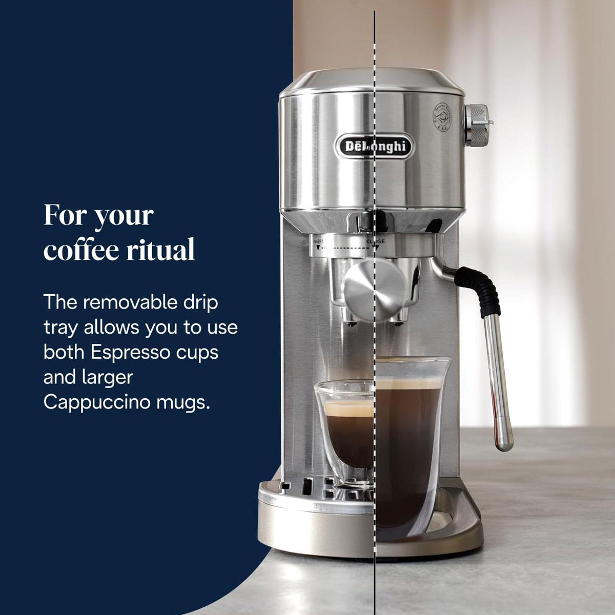 DeLonghi Dedica Duo Barista Pump Espresso Machine 1450W 1.2L 15 Bar Cold Brew LatteArt Steam Wand Touch Display Silver - Image 12