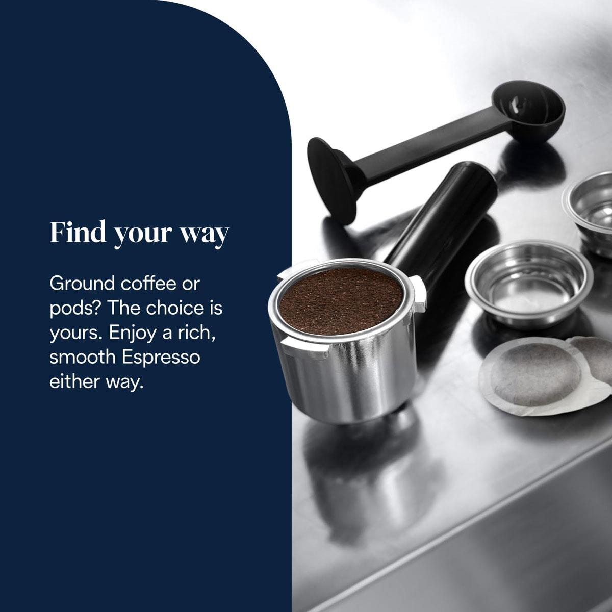 DeLonghi Dedica Duo Barista Pump Espresso Machine 1450W 1.2L 15 Bar Cold Brew LatteArt Steam Wand Touch Display Silver - Image 13
