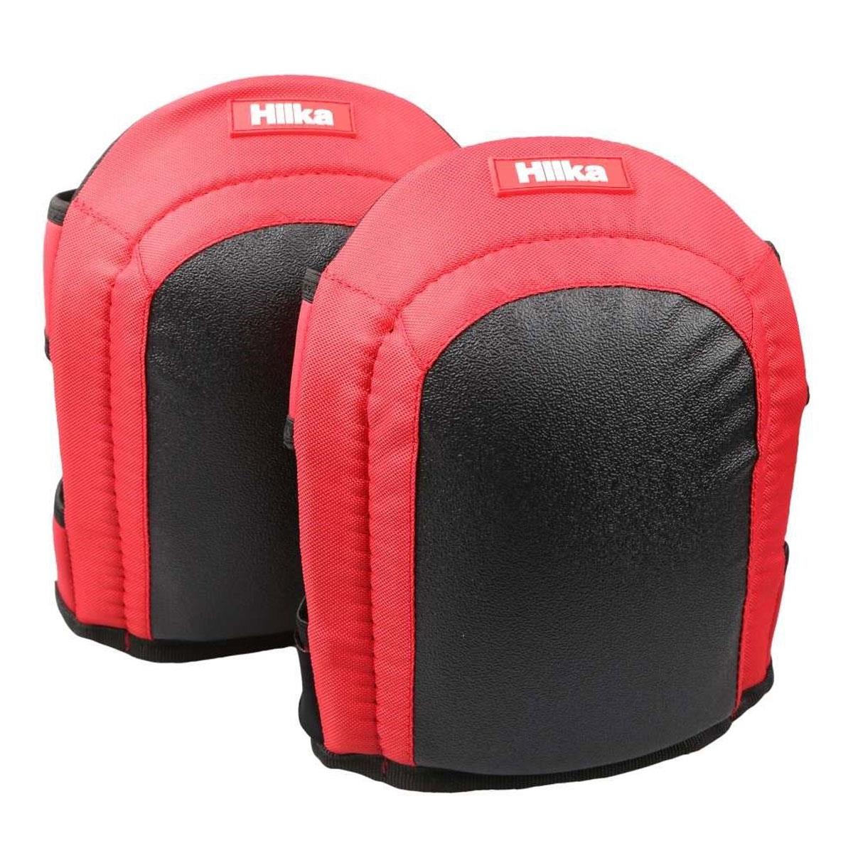 Hilka Professional Non Scratch Foam Knee Pads with Gel Core Anti-Compression Cushioning Adjustable Straps One Size Black/Red
