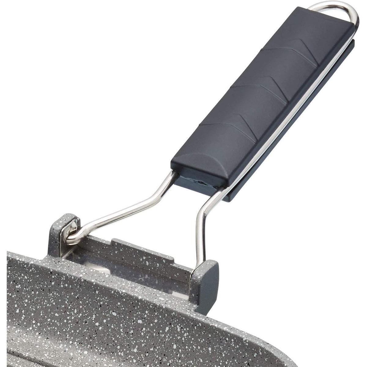 MasterClass Non-Stick Induction Griddle Pan 24 cm with Folding Handle Aluminium Black - Image 4
