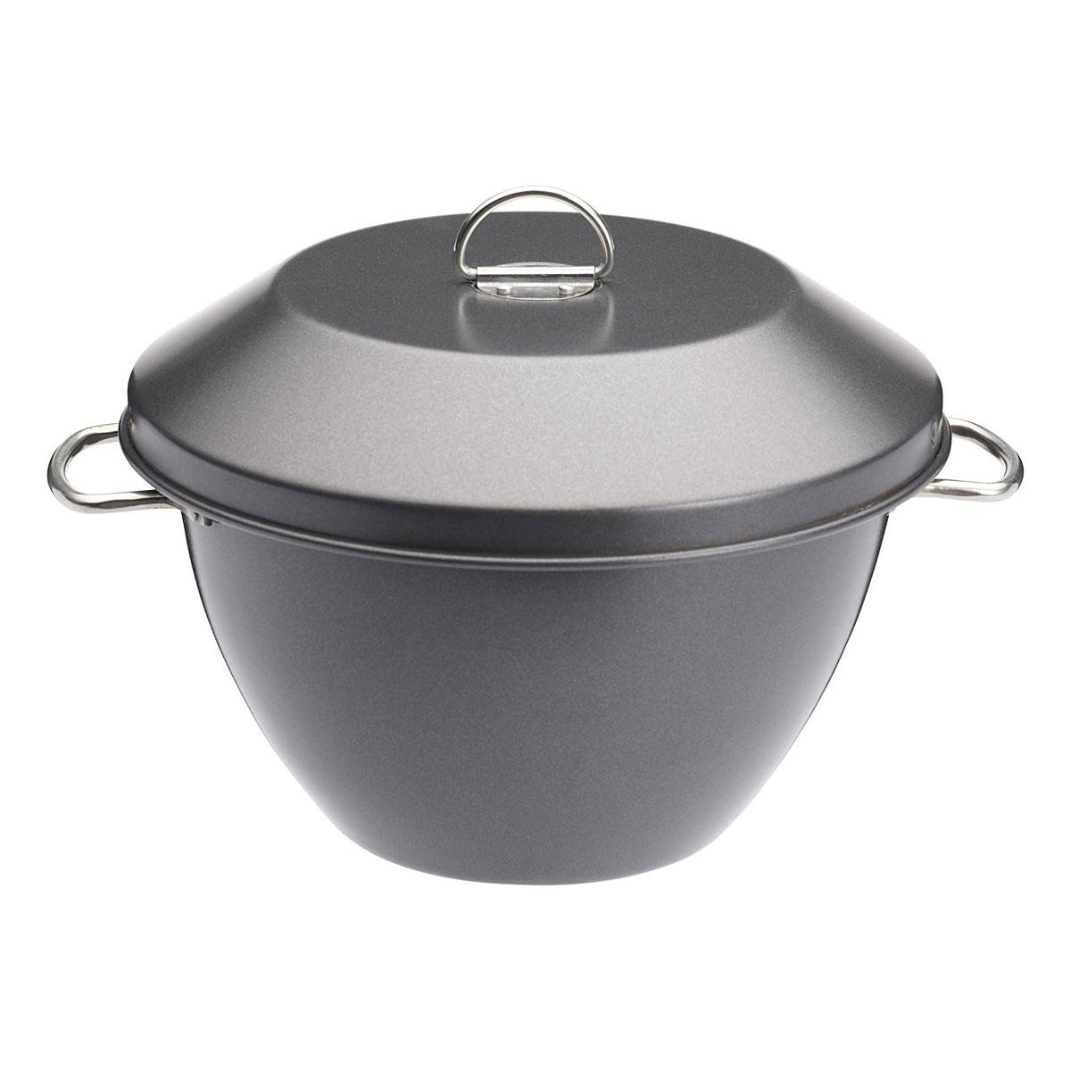 MasterClass 2L Non-Stick Pudding Steamer with Locking Lid Carbon Steel Basin Grey PFAS-Free Bakeware