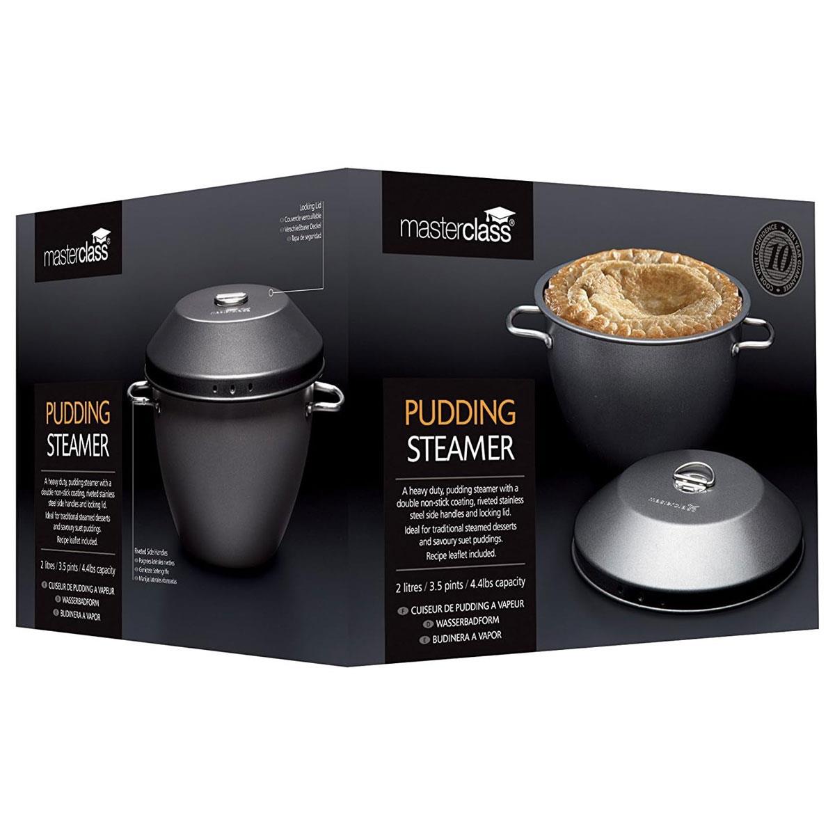 MasterClass 2L Non-Stick Pudding Steamer with Locking Lid Carbon Steel Basin Grey PFAS-Free Bakeware - Image 3