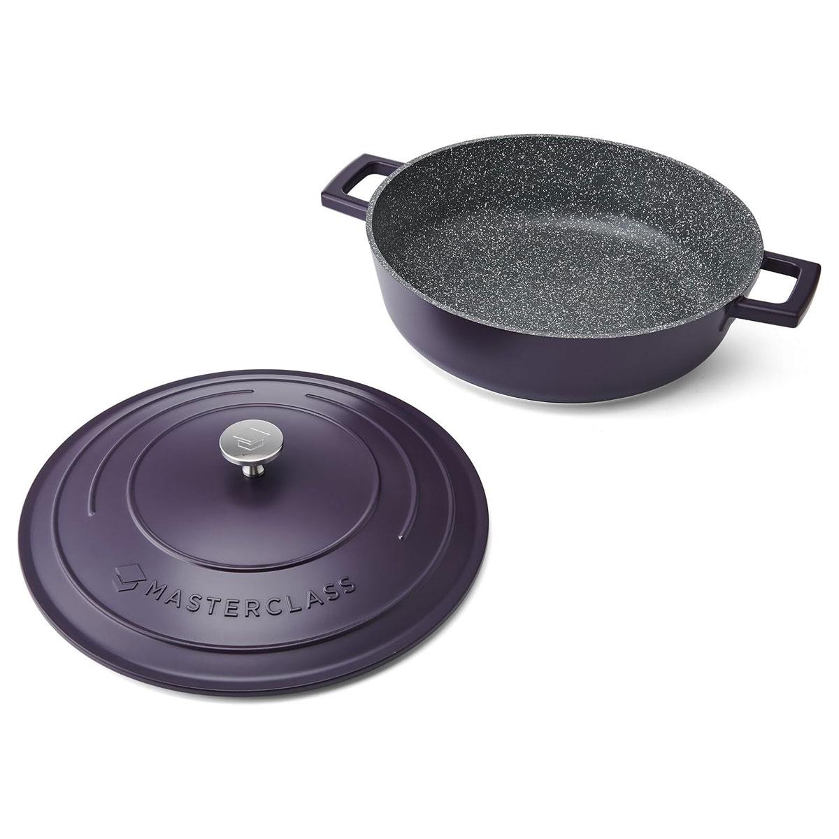 MasterClass 28cm Shallow Cast Aluminium Casserole Dish with Self-Basting Lid Non-Stick Induction Purple 4L - Image 8