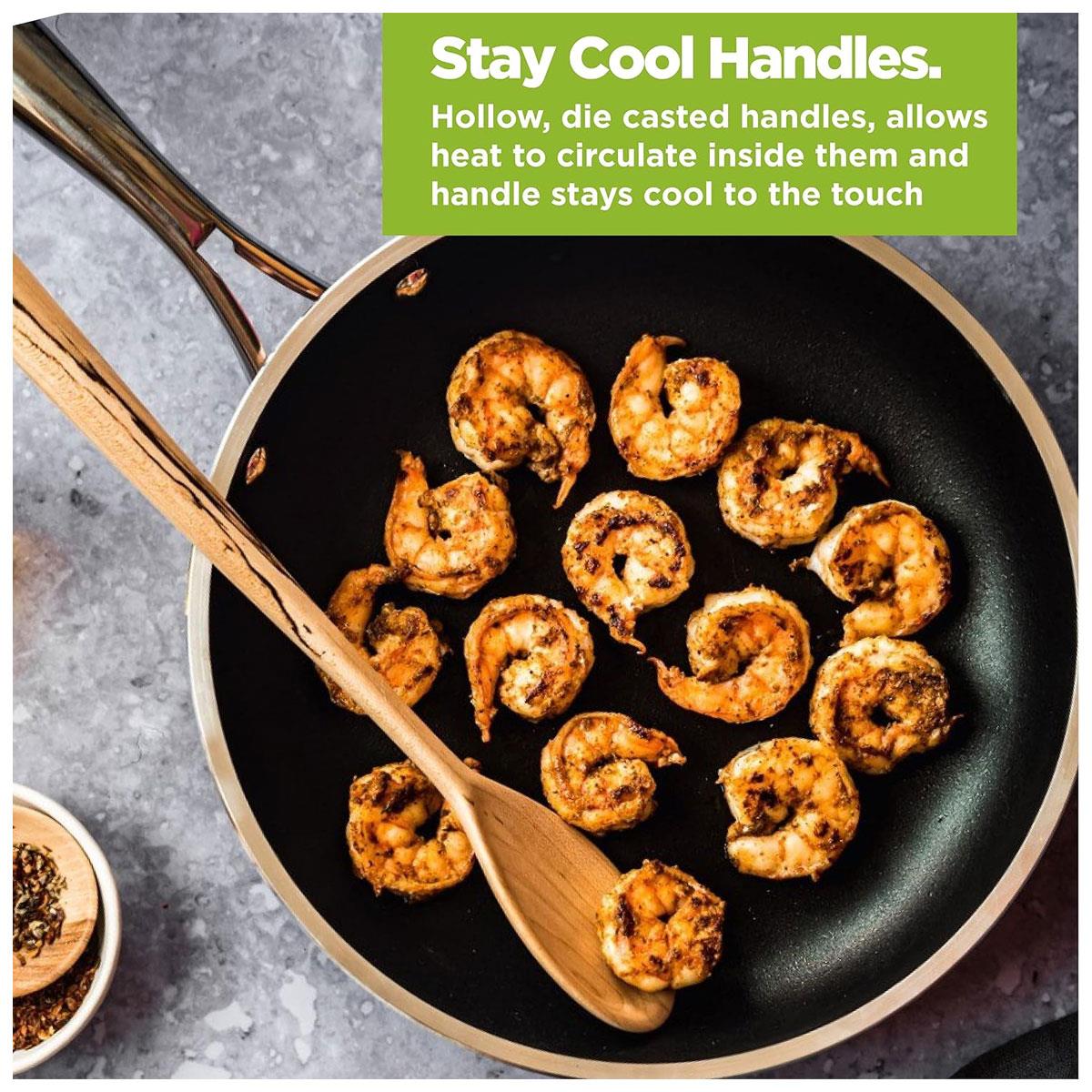 Gotham Steel Copper Cast 5 Piece Cookware Set with Nonstick Aluminum Pots & Pans Stainless Steel Handles Copper - Image 4