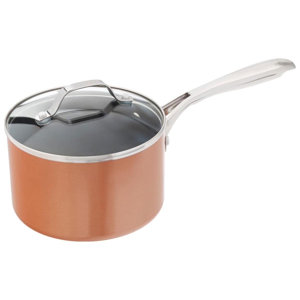 Gotham Steel Copper Cast 5 Piece Cookware Set with Nonstick Aluminum Pots & Pans Stainless Steel Handles Copper - Image 5