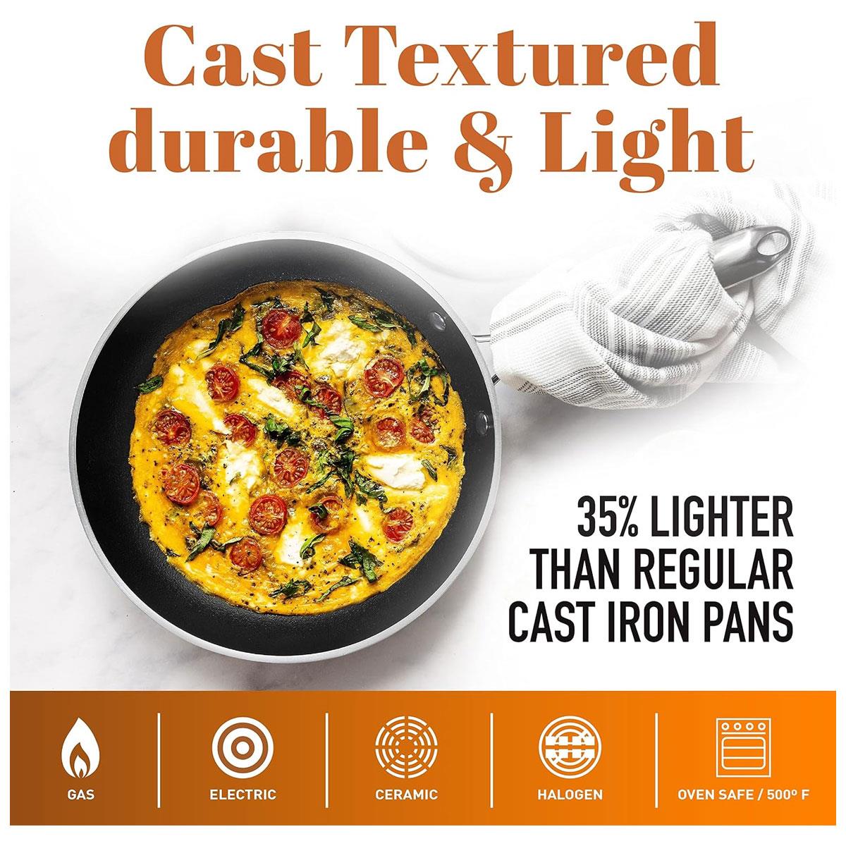 Gotham Steel Copper Cast 5 Piece Cookware Set with Nonstick Aluminum Pots & Pans Stainless Steel Handles Copper - Image 6