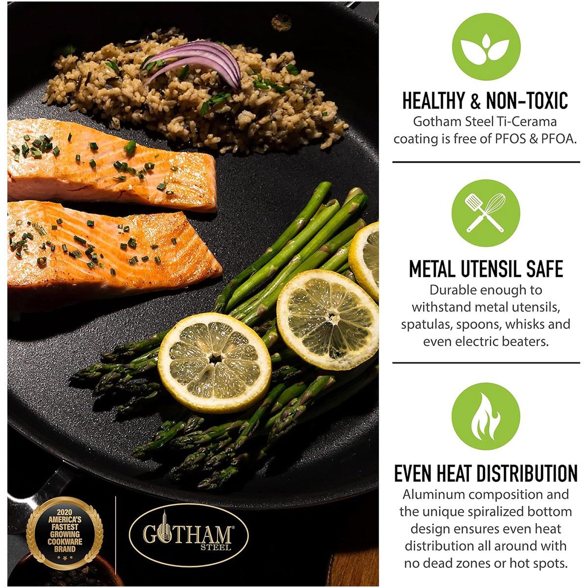 Gotham Steel Copper Cast 5 Piece Cookware Set with Nonstick Aluminum Pots & Pans Stainless Steel Handles Copper - Image 8