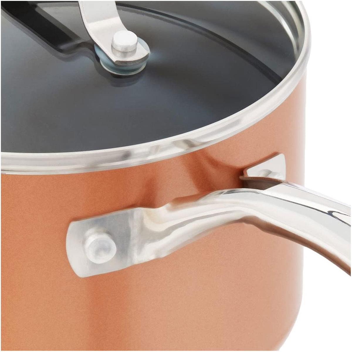 Gotham Steel Copper Cast 5 Piece Cookware Set with Nonstick Aluminum Pots & Pans Stainless Steel Handles Copper - Image 10