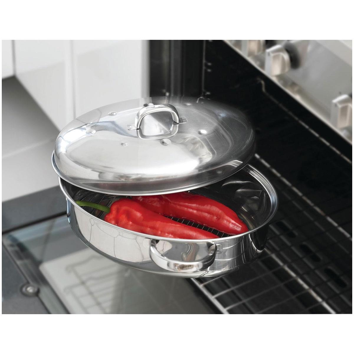 Judge Stainless Steel High Roaster with Rack & Self-Basting Lid 32 x 22 x 18.5cm Silver - Image 2