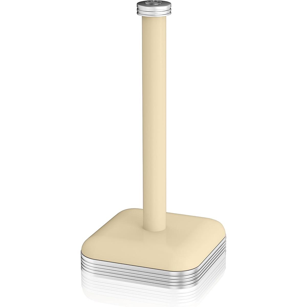 Swan Retro Kitchen Roll Holder 32cm Cream Metal Weighted Base Chrome Detail