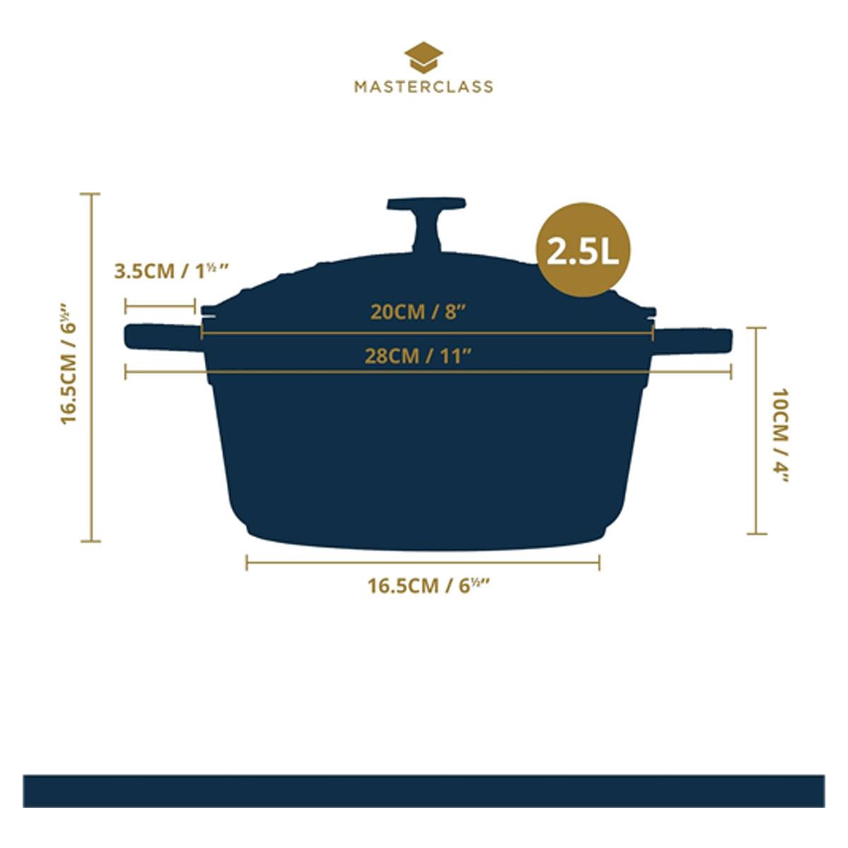 MasterClass Cast Aluminium Casserole Dish with Lid 2.5L 20cm Non-Stick Induction Oven Safe Sky Blue - Image 2