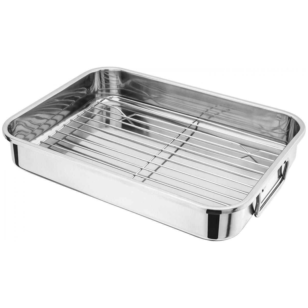 Judge Speciality Stainless Steel Roasting Pan 36 x 26 x 6cm with Removable Rack Dishwasher Safe Oven Safe Silver