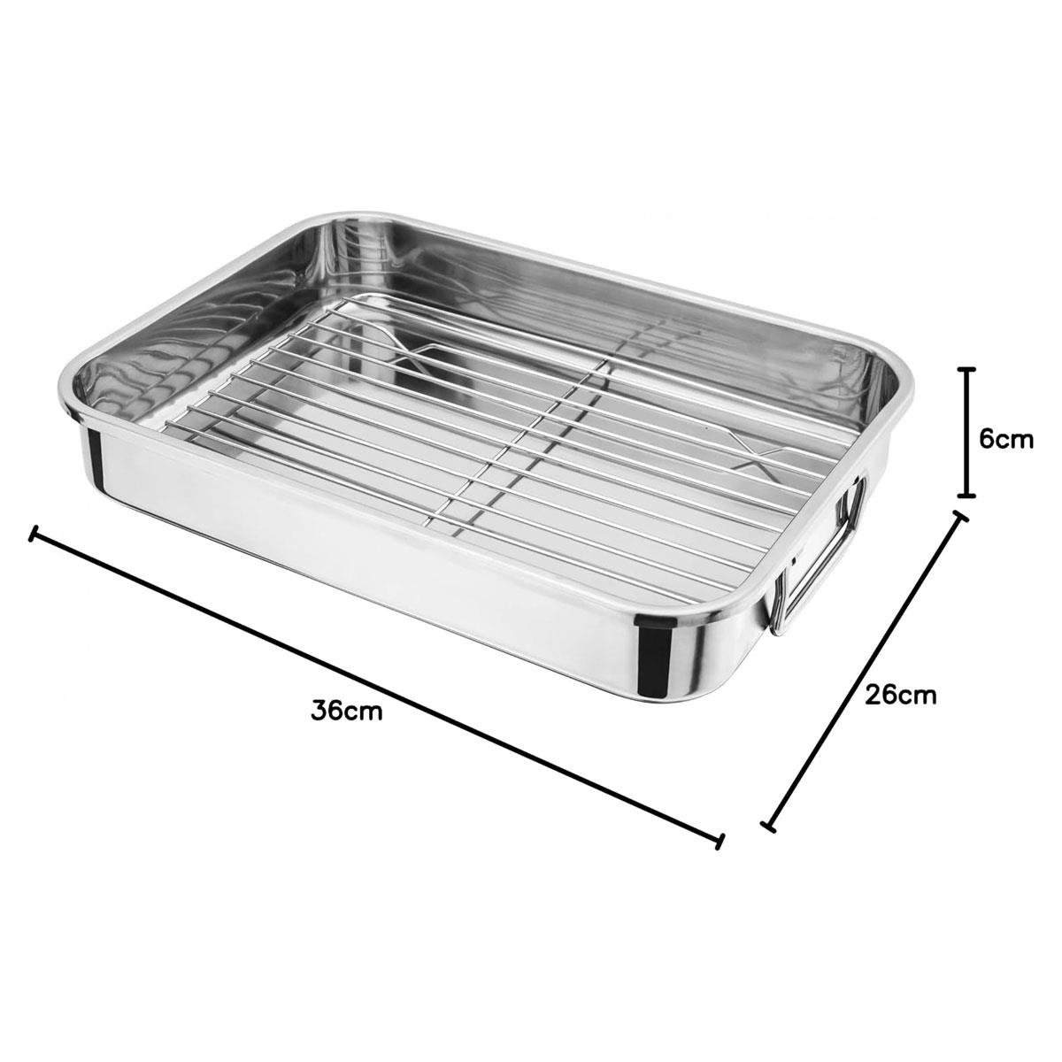 Judge Speciality Stainless Steel Roasting Pan 36 x 26 x 6cm with Removable Rack Dishwasher Safe Oven Safe Silver - Image 2